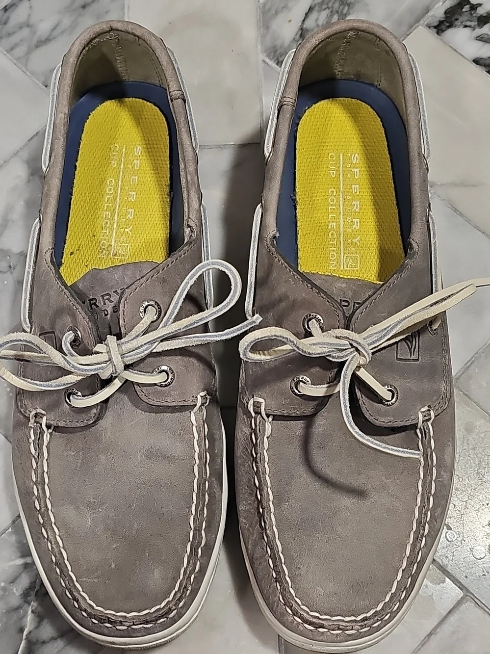 Sperry Cup Collection Men’s Gray Leather Topsiders Size 10.5